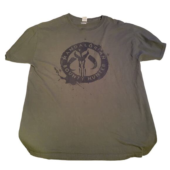 Star Wars Mandalorian Bounty Hunter Printed Green Short Sleeve T-shirt Large - Picture 1 of 8